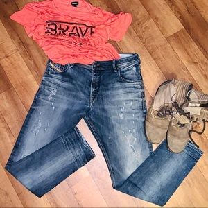 Diesel Distressed Jeans Kayver Regular Slim Carrot